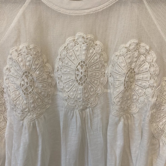 Meadow Rue White Cropped Crochet Mesh Top S - Picture 3 of 8